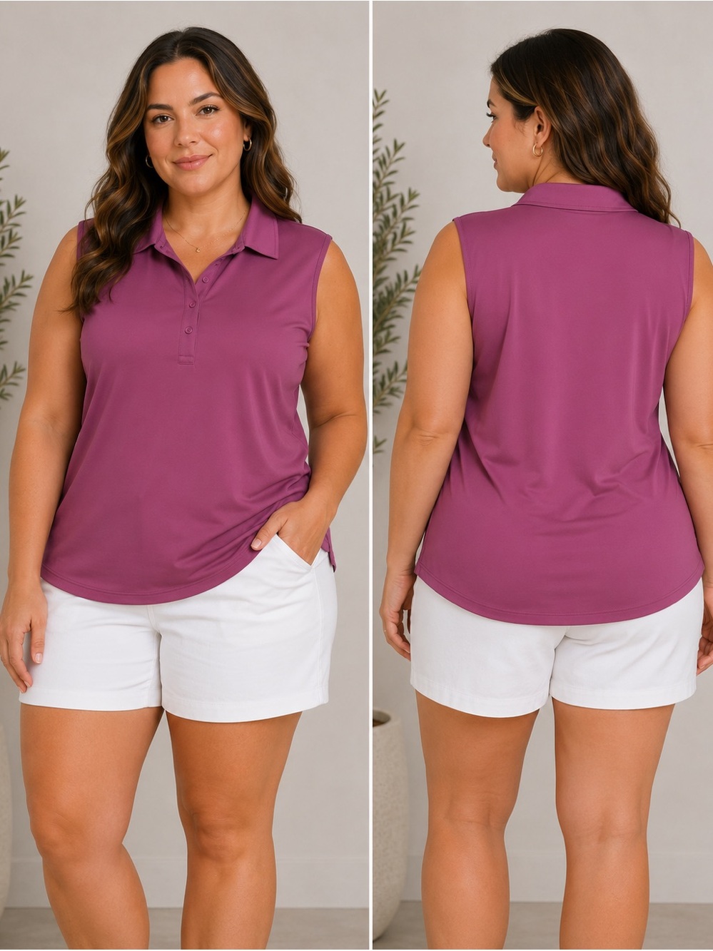 Izod Sleeveless Polo in Magenta
